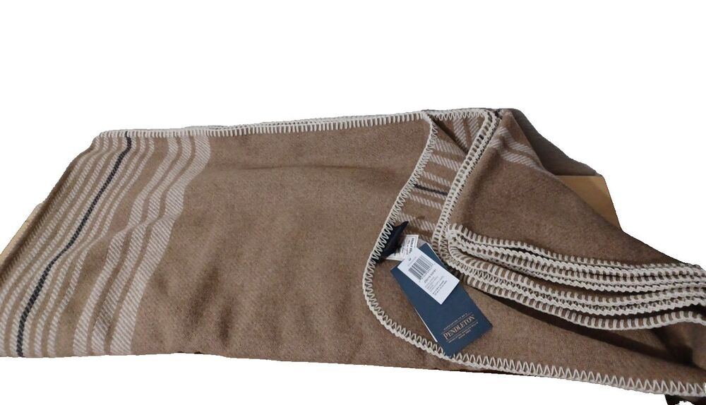 Pendleton EZ-Care Irving Stripe Camel Blanket 54 x 68